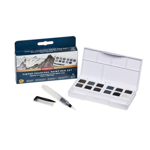 Derwent Tinted Charcoal Paint Pan Set &ndash; 12 f&auml;rger